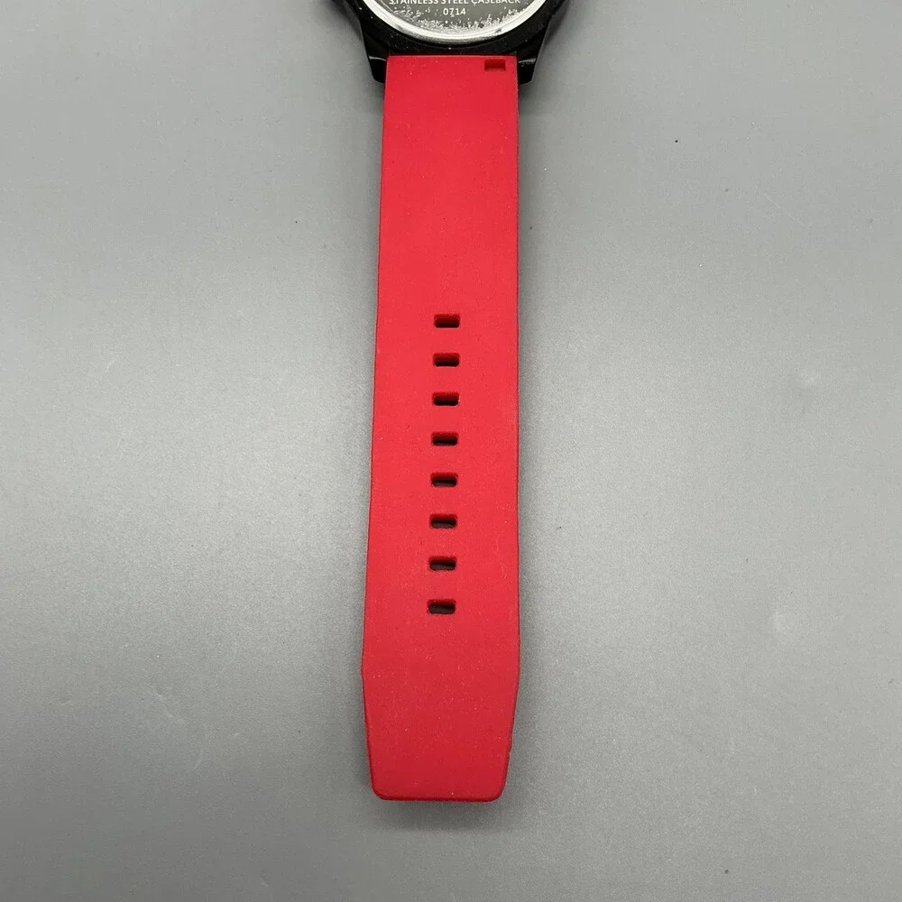 Marvel Mens Watch 42mm Black Hydra Logo Dial Red Silicone AAV1361 New Battery